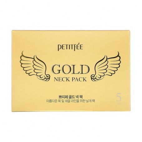 Гидрогелевая маска для шеи Petitfee & Koelf Hydrogel Angel Wings Gold Neck Pack с плацентой, 5*10 г