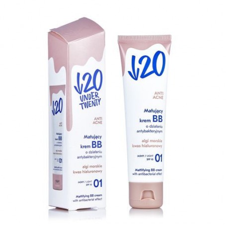 Матирующий BB-крем Under Twenty Anti! Acne Mattifying Cream с антибактериальным эффектом, SPF 10, 01 Светло-бежевый, 60 мл