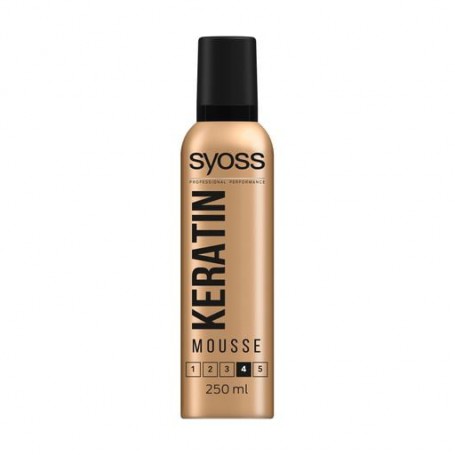 Мусс для укладки волос SYOSS Keratin Mousse фиксация 4 (экстрасильная), 250 мл