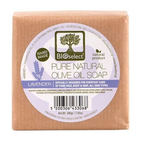 Натуральное мыло с оливковым маслом для лица, тела и волос BIOselect Olive Oil Soap Lavender с ароматом лаванды, 200 г