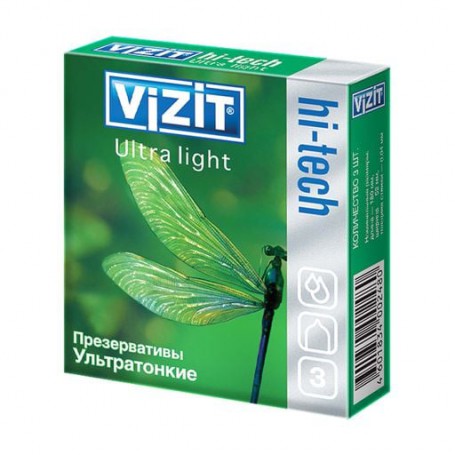 Презервативы латексные Vizit Hi-tech Ultra Light Ультратонкие, 3 шт