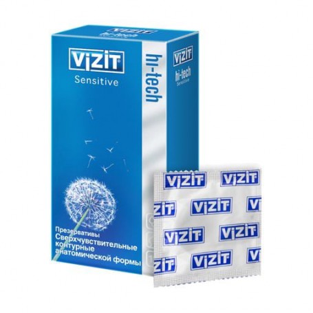 Презервативы латексные Vizit Hi-tech Sensitive Сверхчувствительные, 12 шт