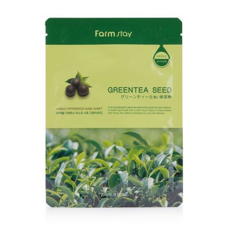 Тканевая маска для лица Farm Stay Visible Difference Mask Sheet Greentea Seed с экстрактом семян зеленого чая, 23 мл