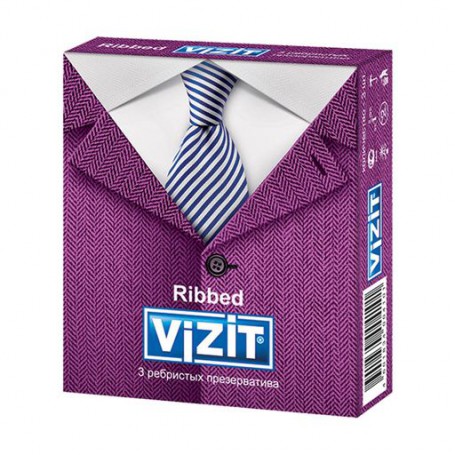 Презервативы латексные Vizit Ribbed Ребристые, 3 шт