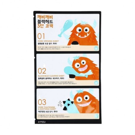 Трехступенчатый набор для очищения кожи носа A'pieu Goblin Blackhead 3-Step Nose Pack, 3 мл