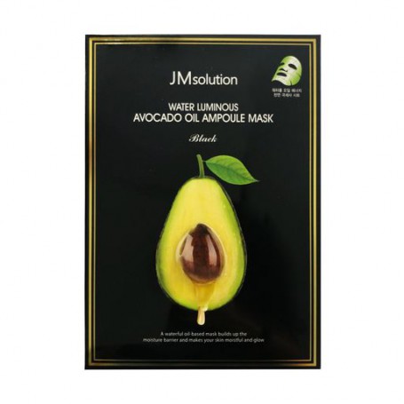 Ампульная тканевая маска для лица JMsolution Water Luminous Avocado Oil Ampoule Mask Black с маслом авокадо, 35 мл