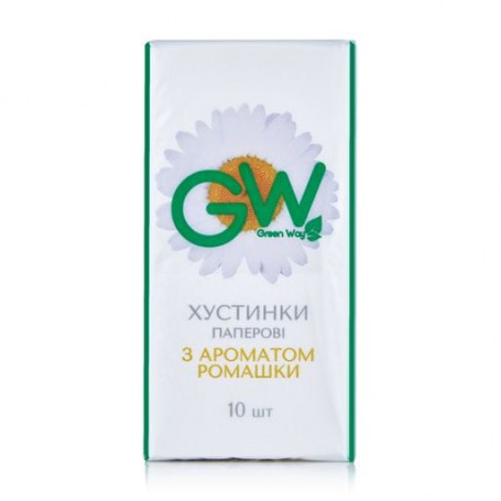 Бумажные носовые платки Green Way с ароматом ромашки, 3-слойные, 10 шт