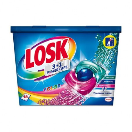 Капсулы для стирки Losk Color 3+1 Power Caps, 18 стирок, 18 шт