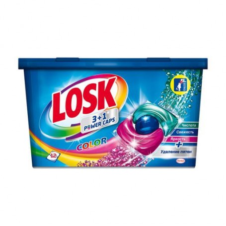 Капсулы для стирки Losk Color 3+1 Power Caps, 12 стирок, 12 шт