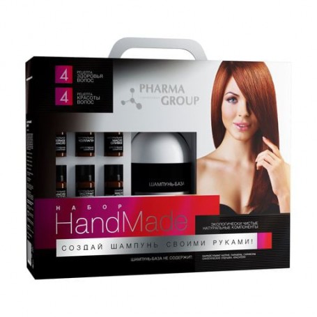 Набор для волос Pharma Group Handmade Создай шампунь собственными руками (шампунь-база, 750 мл + активные компоненты, 9*45 мл + 