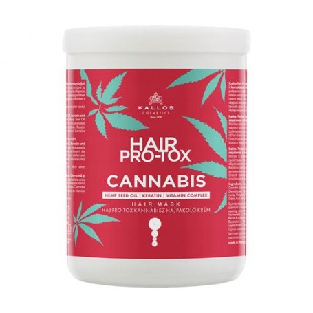 Маска для волос Kallos Cosmetics Hair Pro-Tox Cannabis Mask с маслом семян конопли, кератином и витаминным комплексом, 1 л