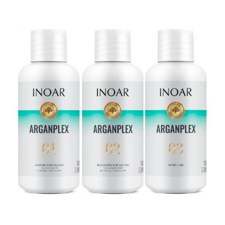 Набор для защиты окрашенных волос Inoar Arganplex Trio Kit (восстановитель, 100 мл + реконструктор, 100 мл + домашний уход, 100 