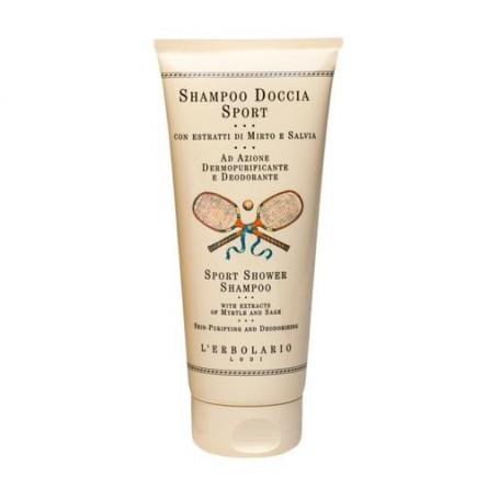 Шампунь и гель для душа L'Erbolario Sport Shower Shampoo Спорт, на основе мирта и шалфея, 200 мл