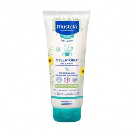 Детский гель для купания Mustela Stelatopia Cleansing Gel Lavant With Sunflower, для сухой и атопической кожи, 200 мл