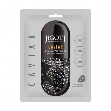 Тканевая маска для лица Jigott Caviar Real Ampoule с экстрактом икры, 25 г
