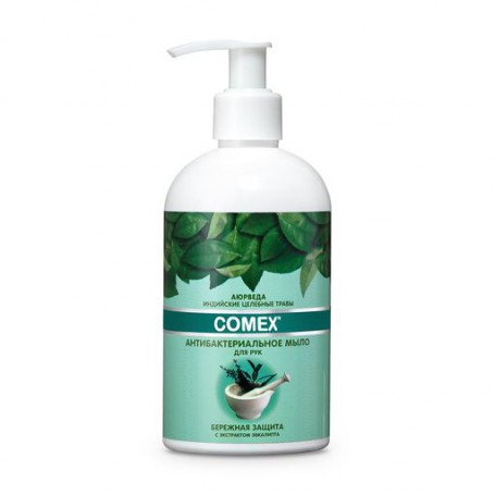 Антибактериальное жидкое мыло Comex Бережная защита из индийских целебных трав, с экстрактом эвкалипта, 350 мл