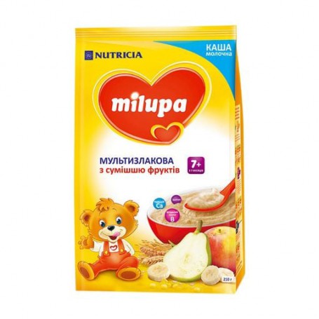 Детская молочная каша Milupa Мультизлаковая со смесью фруктов, с 7 месяцев, 210 г