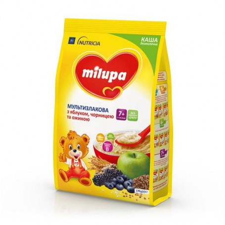 Детская безмолочная мультизлаковая каша Milupa с яблоком, черникой и ежевикой, от 7-ми месяцев, 170 г