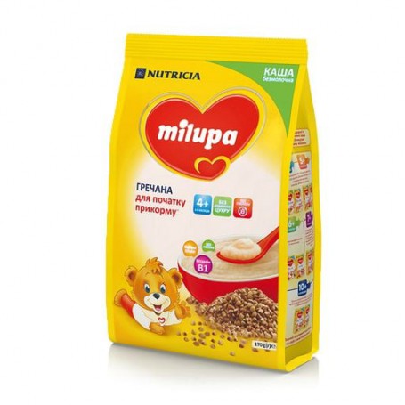 Детская безмолочная гречневая каша Milupa сухая, быстрорастворимая, от 4-х месяцев, 170 г