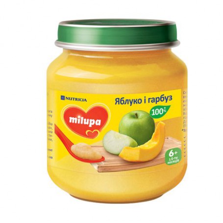 Детское фруктовое пюре Milupa Яблоко и тыква, от 6-ти месяцев, 125 г