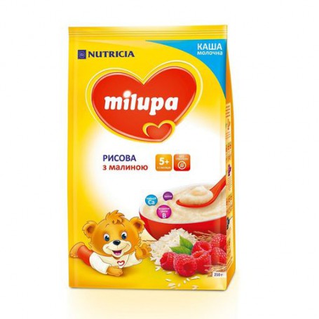 Детская молочная каша Milupa рисовая с малиной, от 5-ти месяцев, 210 г