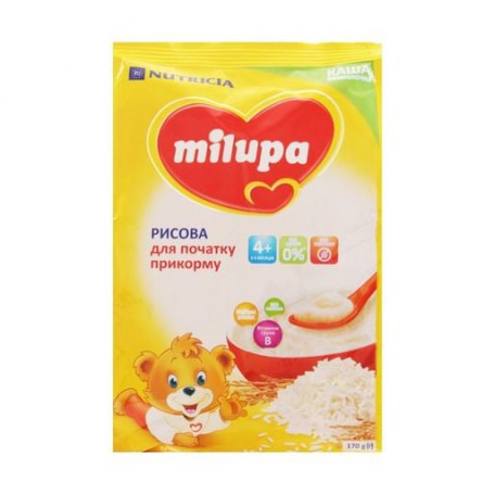 Детская безмолочная каша Milupa рисовая, от 4-х месяцев, 170 г