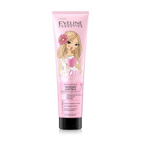 Мерцающее молочко для тела Eveline Cosmetics Glow And Go! Розовый перламутр 3 в 1, 02 Rose Glow, 150 мл