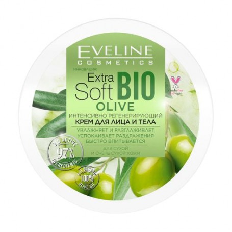 Интенсивно регенерирующий крем для лица и тела Eveline Cosmetics Extra Soft Bio Olive, 200 мл