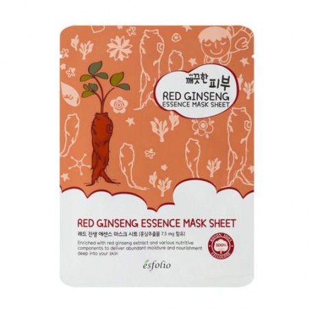 Тканевая маска для лица Esfolio Red Ginseng Essence Mask Sheet с красным женьшенем, 25 мл