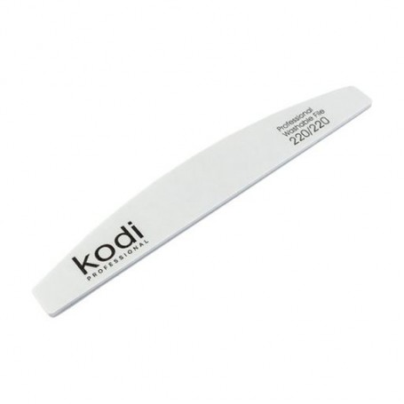 Пилка для ногтей Kodi Professional 220/220 грит полумесяц, белая, 178*28*4 мм
