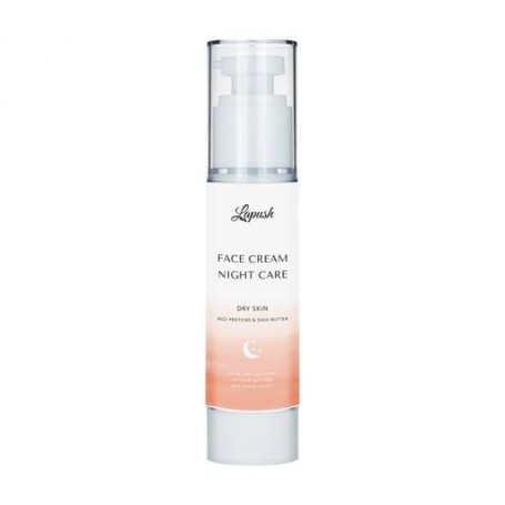 Ночной крем для лица Lapush Face Cream Night Care для сухой кожи, с протеинами риса и маслом карите, 50 мл