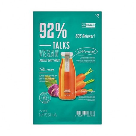 Тканевая маска для лица Missha Talks Vegan Squeeze Sheet Mask SOS Relaxer, 27 г