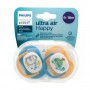 Пустышка Avent Ultra Air Happy, для мальчиков, 6-18 мес, 2шт