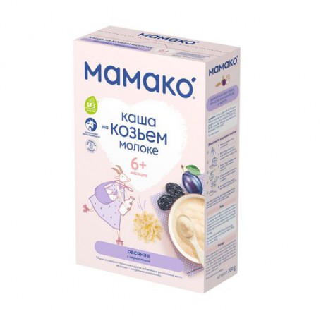Детская молочная каша МАМАКО овсяная с черносливом на козьем молоке, с 6 месяцев, 200 г