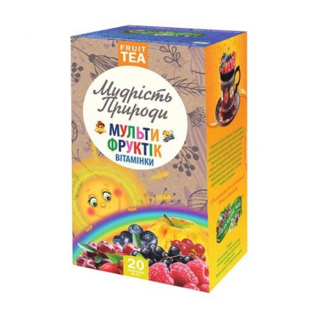 Фруктовый чай Мудрість Прирoди Мультифруктик витaминки в пакетиках, 20*2 г