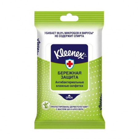 Антибактериальные влажные салфетки Kleenex Бережная защита, 10 шт