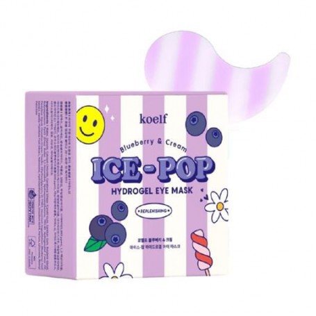 Гидрогелевые патчи для кожи вокруг глаз Koelf Blueberry &amp Cream Ice-Pop Hydrogel Eye Mask с голубикой и сливками, 60 шт