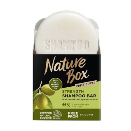 Твердый шампунь для волос Nature Box Strength Shampoo Bar With Cold Pressed Olive Oil для длинных и ломких волос, 85 г