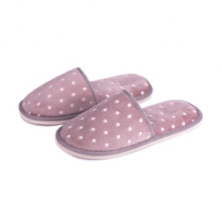 Детские комнатные тапочки Twins HS-OZ закрытые, велюровые в горох, розовые, размер 30-31
