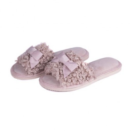 Женские комнатные тапочки Twins HS-Lux Lari открытые, меховые, розовые, размер 38-39