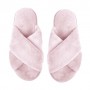 Женские комнатные тапочки Twins HS-Lux открытые, перекрест, меховые, розовые, размер 38-39
