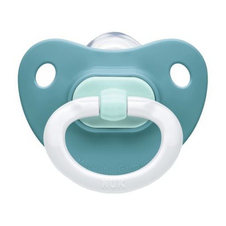 Пустышка силиконовая NUK Fashion ортодонтическая, голубая, от 0 до 6 месяцев, 1 шт (3952352)