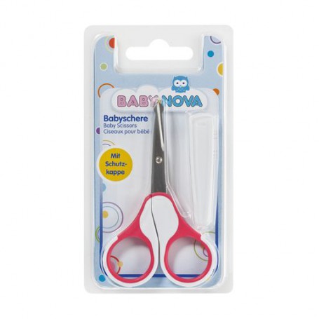 Детские ножницы Baby-Nova First Day безопасные, с колпачком, розовые (3965212)