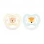 Пустышка круглая силиконовая Baby-Nova Wild Animals с кольцом и рисунком, желтая, от 6 до 18 месяцев, 2 шт (3962321)