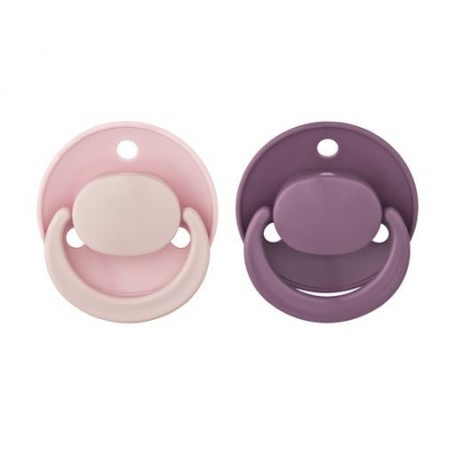 Пустышка круглая латексная Baby-Nova с кольцом, сиреневая и розовая, от 0 до 24 месяцев, 2 шт (3962033)