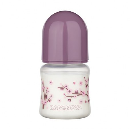 Детская пластиковая бутылочка для кормления Baby-Nova Декор с широким горлышком, сиреневая, с рождения, 150 мл (3960172)