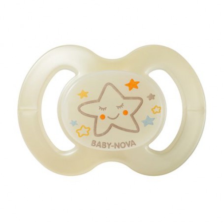 Пустышка силиконовая Baby-Nova Star ортодонтическая, ночная, бежевая, размер 1, от 0 до 6 месяцев (3962481)