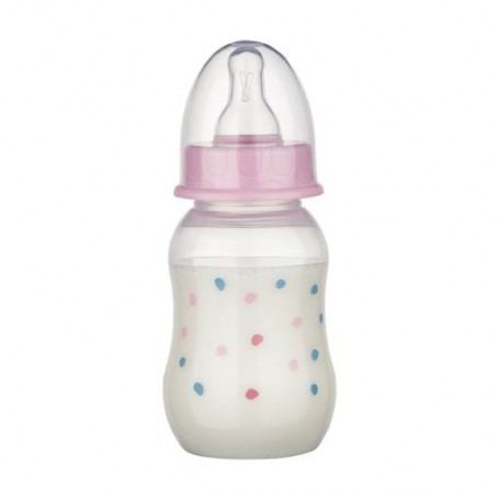 Детская пластиковая бутылочка для кормления Baby-Nova Droplets с силиконовой соской, розовая, с рождения, 130 мл (3960072)