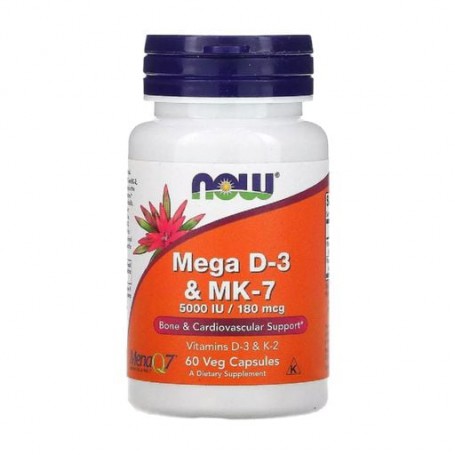 Пищевая добавка в капсулах Now Foods Мега D3 и MK-7, 180 мкг (5000 МЕ), 60 шт