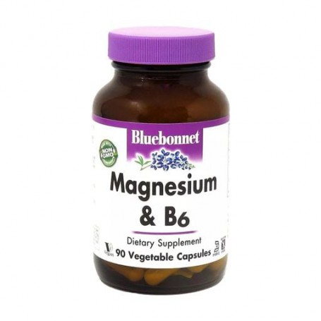Пищевая добавка минералы в капсулах Bluebonnet Nutrition Магний + Витамин В6, 90 шт